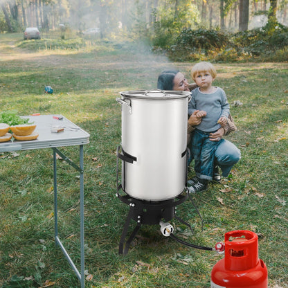 10/50QT Fryer Turkey Pot with Strainer Basket for Camping Picnic