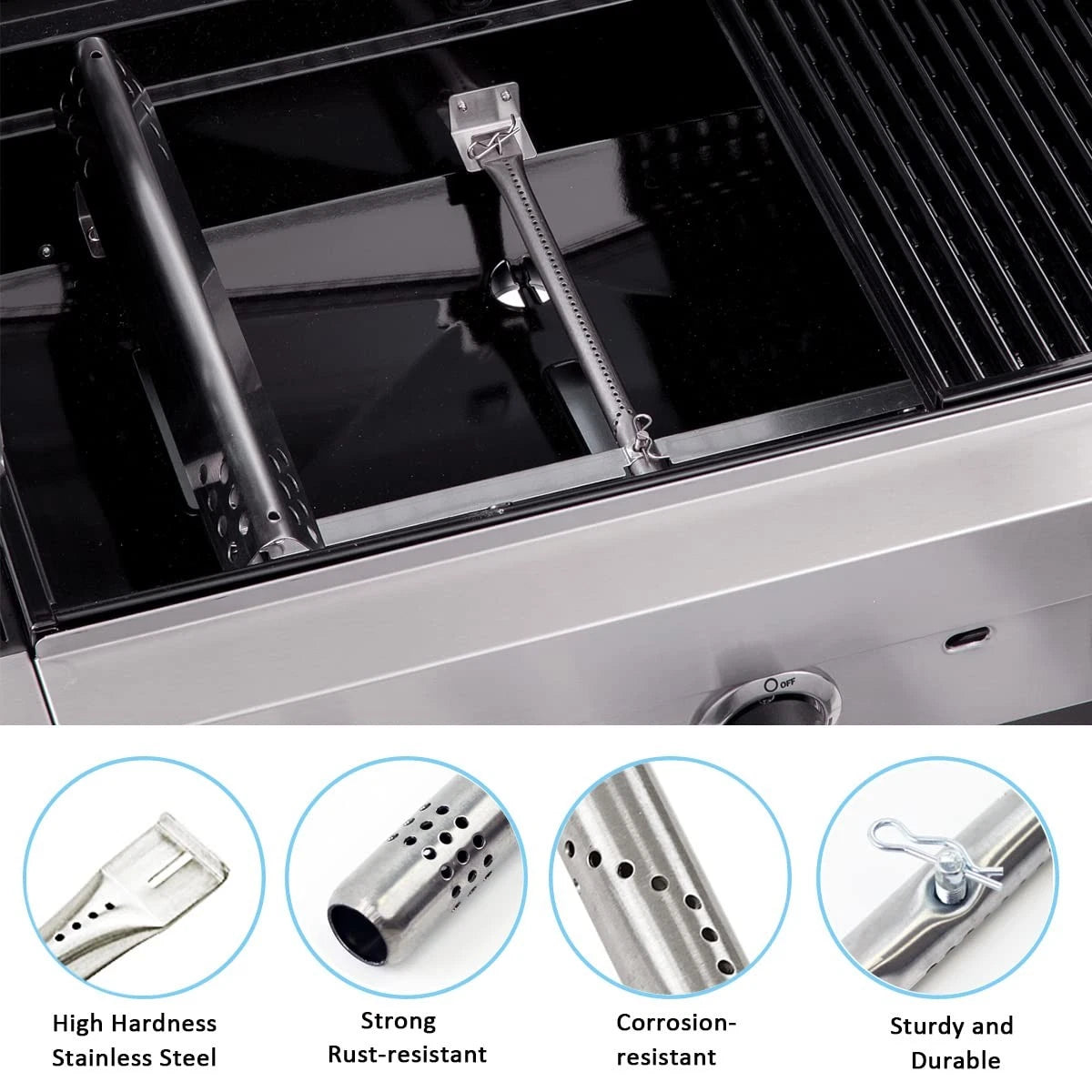 4-Pack Grill Replacement Parts for 17 3/4" Burner & 16 15/16" Heat Plate