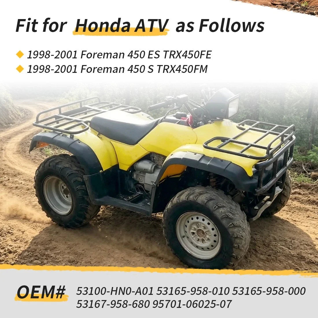 Handlebar w/Grips for Honda Foreman TRX450S TRX450ES (1998–2001) 53100-HN0-A01