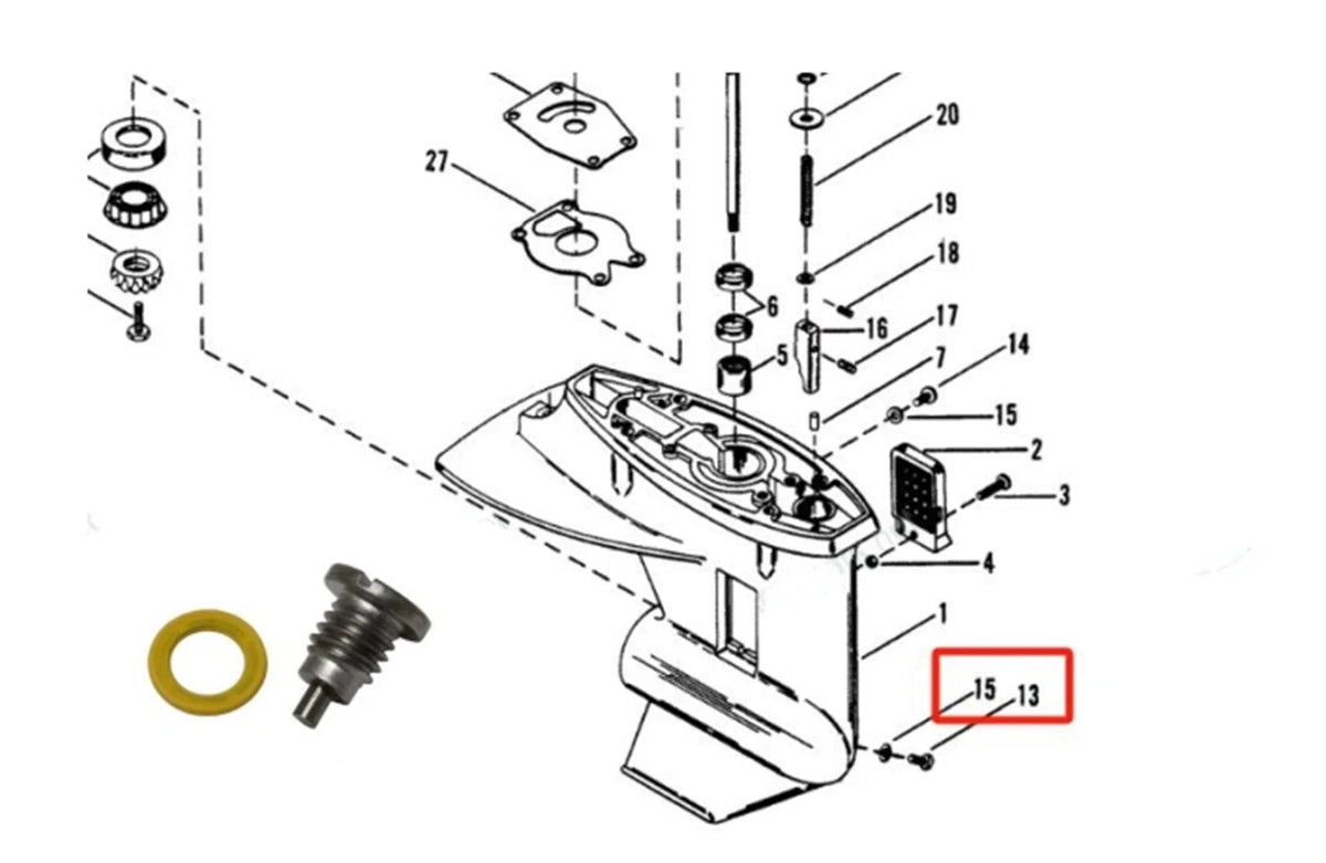 Set of 2 Drain Plugs for Mercruiser Alpha Outdrive (8M0058389, 10-79953Q04)