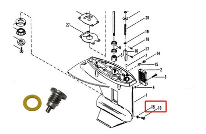 Set of 2 Drain Plugs for Mercruiser Alpha Outdrive (8M0058389, 10-79953Q04)