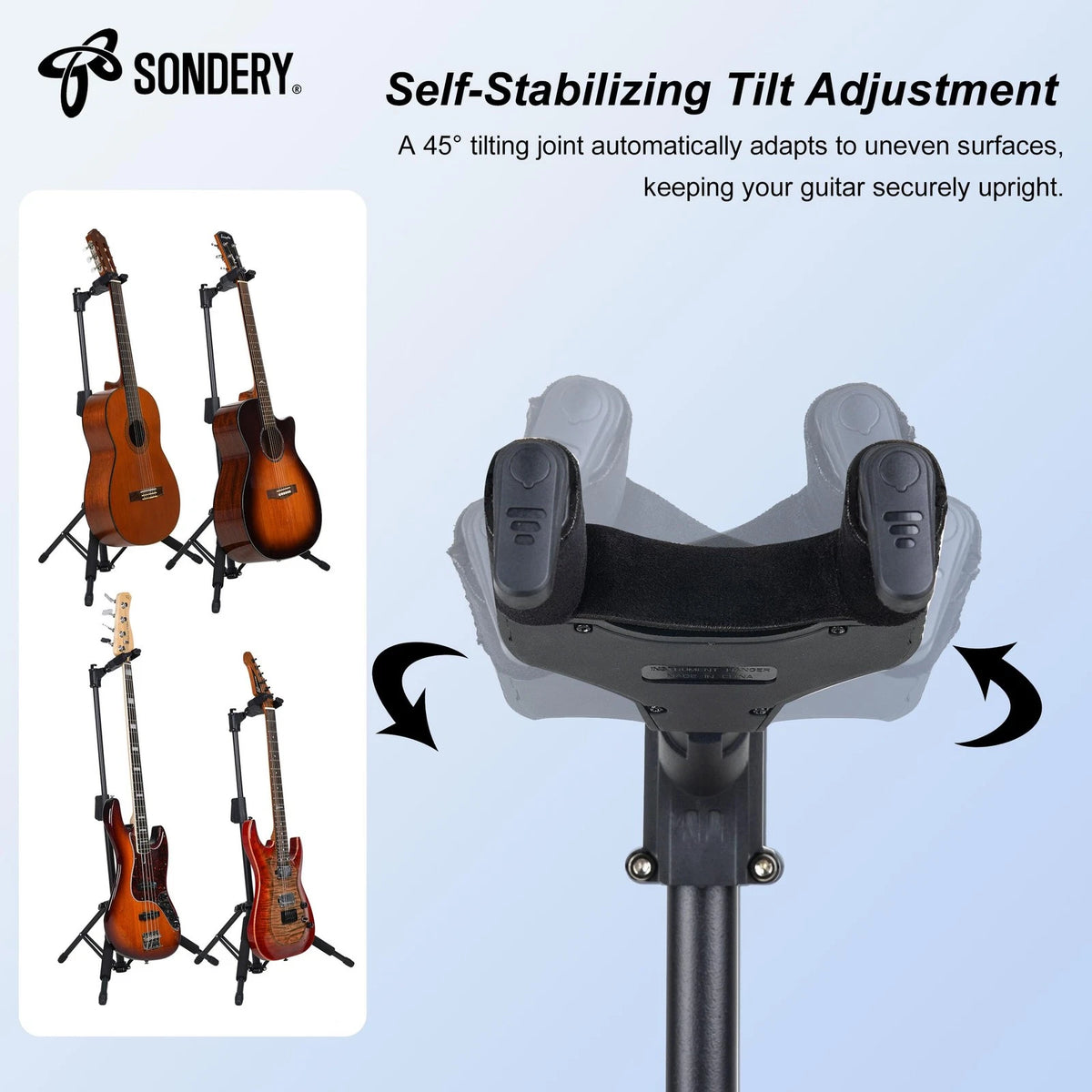 Guitar Stand for Any Guitar, Bass - Foldable Black