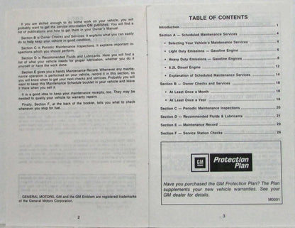 Maintenance Schedule Booklet for GMC Light Duty Truck (1991)