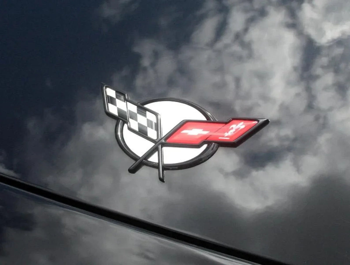 Adhesive Emblem Inserts Stainless Front Rear for 1997-2004 Chevy Corvette C5