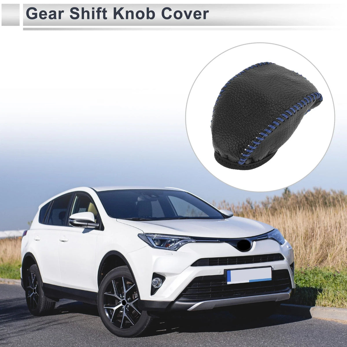 1 Pc Gear Shift Knob Cover for Toyota RAV4 (2019–2024) Pebbled Black Blue