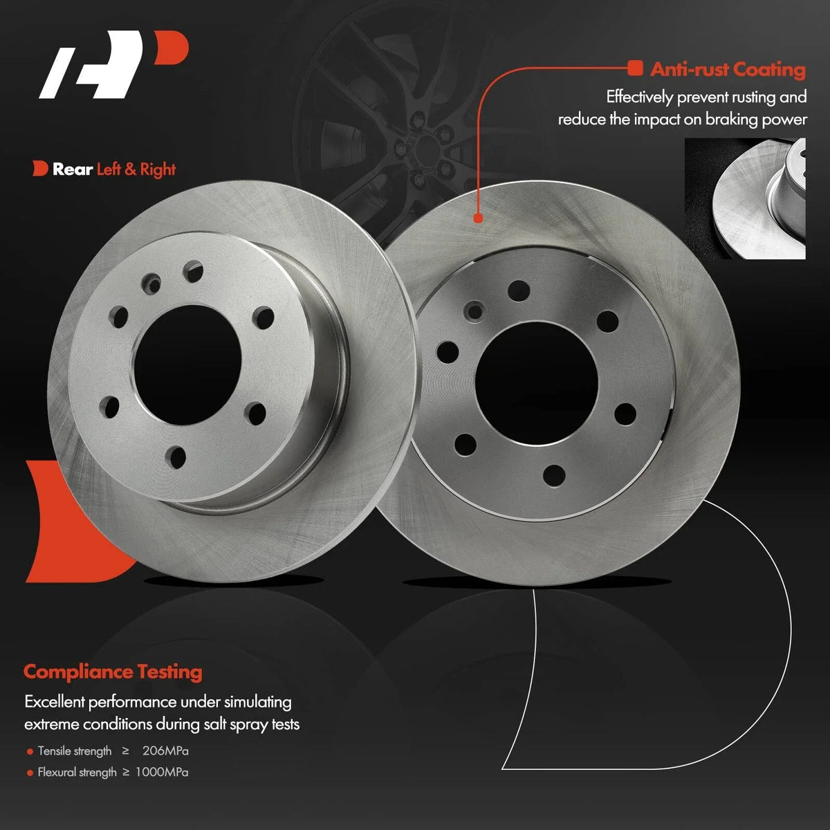Rear Disc Brake Rotors & Ceramic Pads for Mercedes Sprinter 2500 (2010–2018)