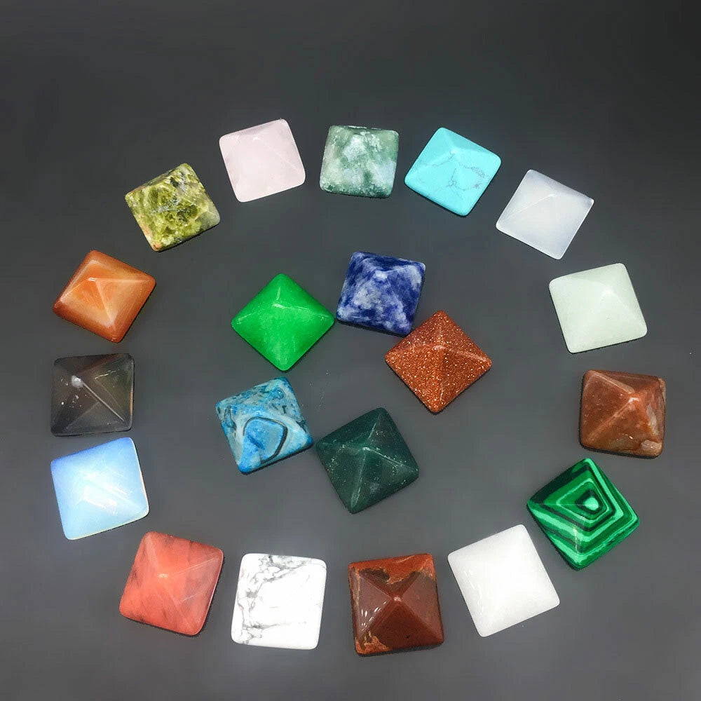 7Pc Pyramid Gemstone Crystal Quartz Healing Point Chakra Set