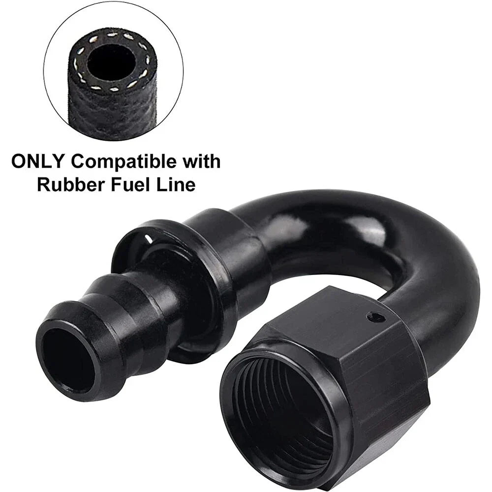 12AN 180° Push-On Hose Fitting Adapter for Oil Fuel Water Air (—)