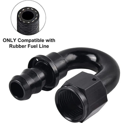 12AN 180° Push-On Hose Fitting Adapter for Oil Fuel Water Air (—)