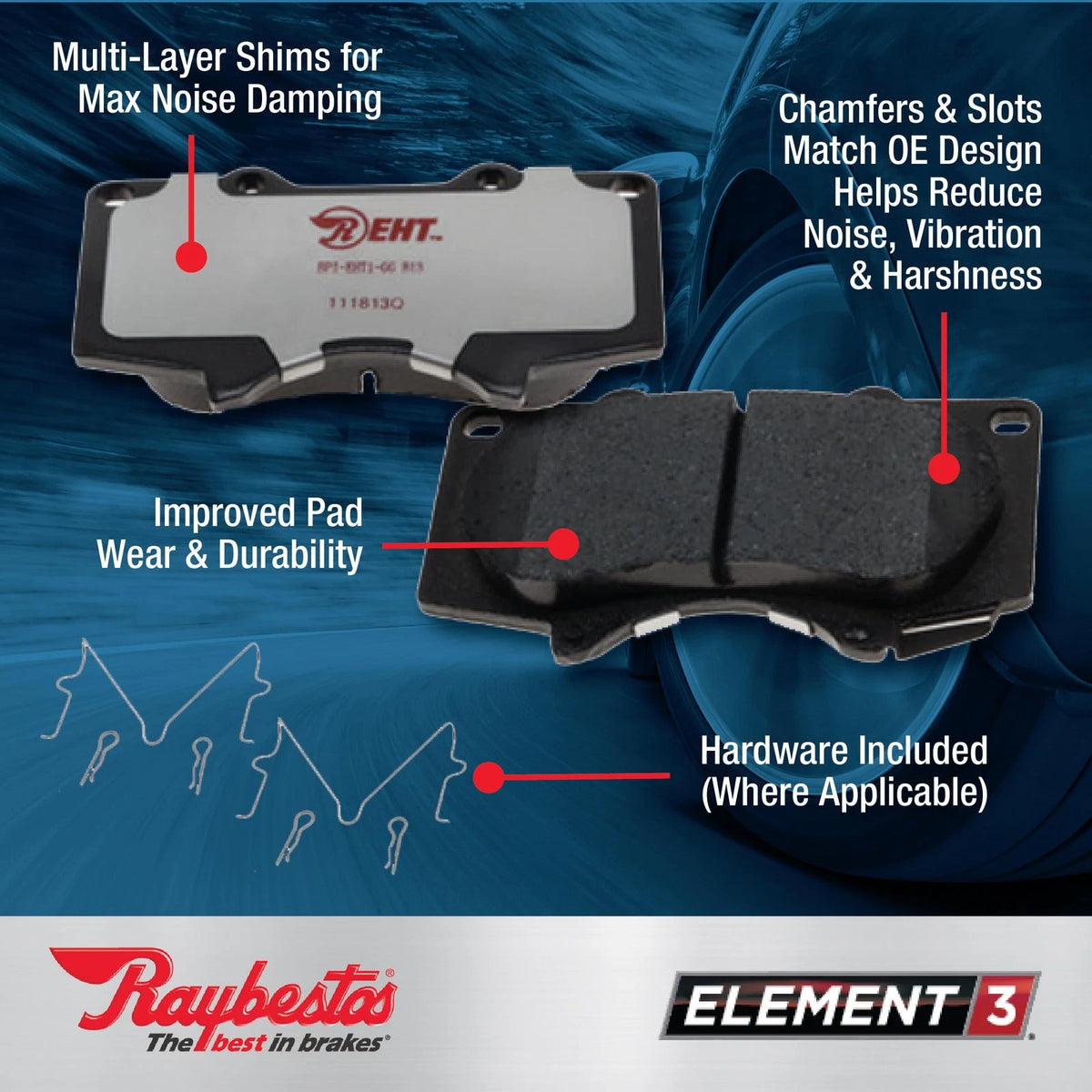 Set of 4 Front Brake Pads for Mazda 6 (2014–2021) Element3 Replacement