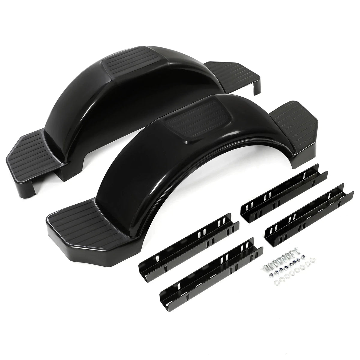 Set of 2 Glossy Black Single Axle Trailer Fenders for 13" Wheels