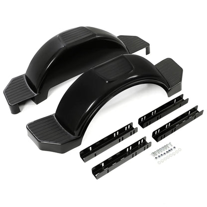 Set of 2 Glossy Black Single Axle Trailer Fenders for 13" Wheels