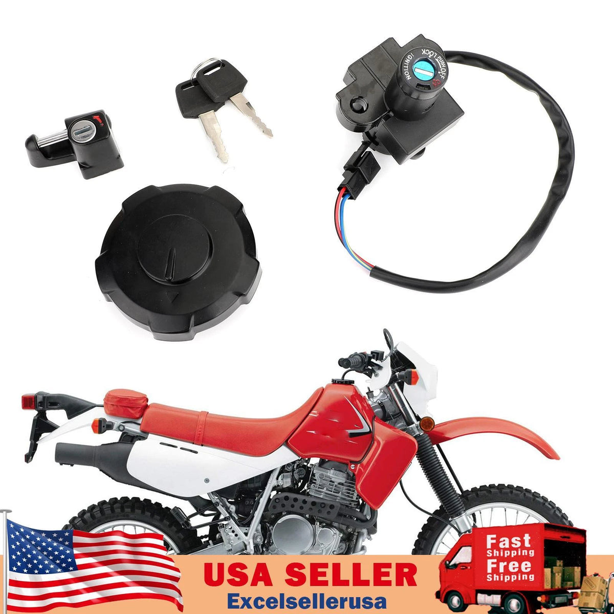 Set of 3 Ignition Key Switch Fuel Cap Helmet Lock for Honda XR650L (1997–2025)
