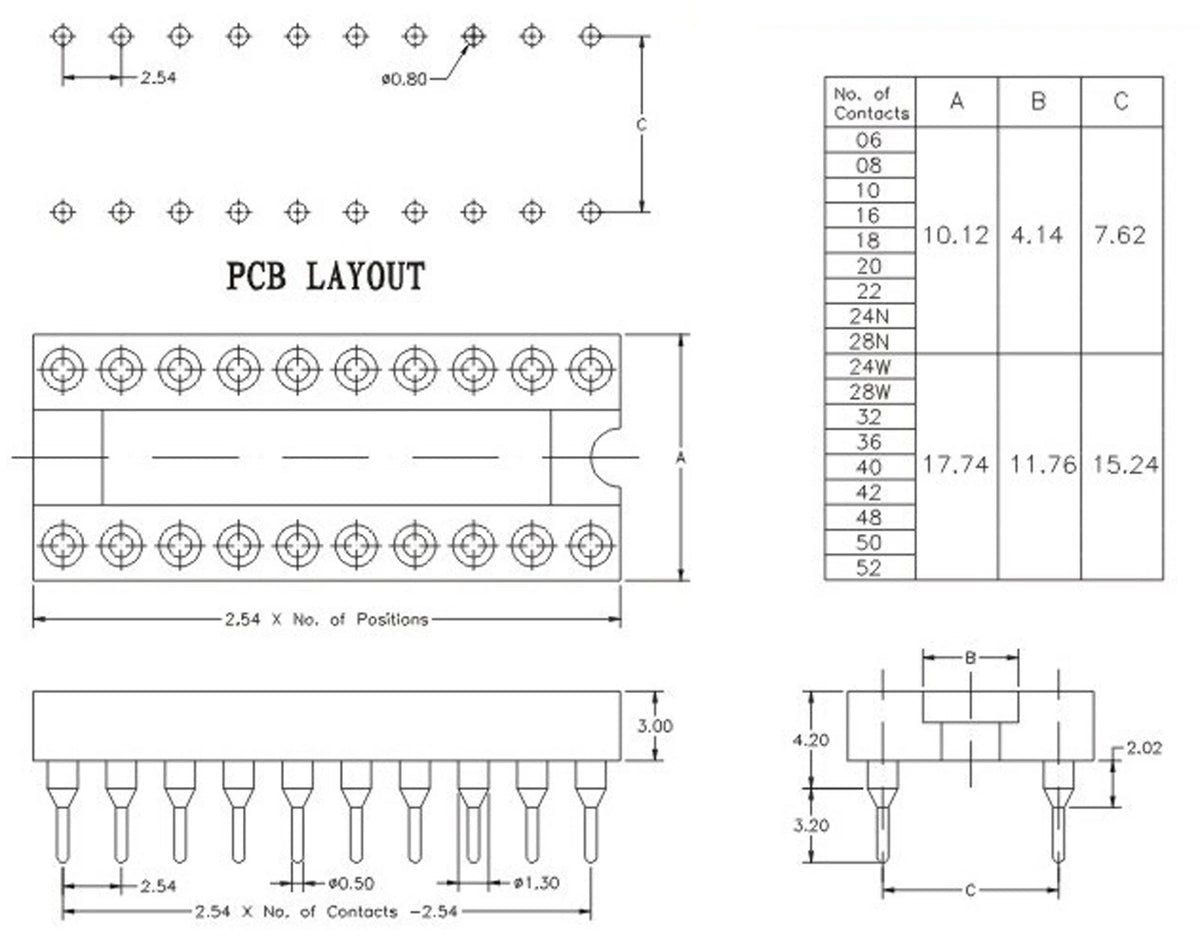 100X 14Pin DIP SIP Round IC Sockets Adaptor Solder Type Gold Plated
