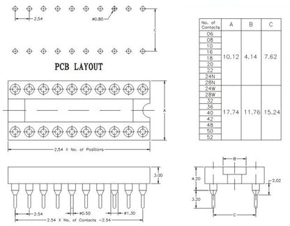 100X 14Pin DIP SIP Round IC Sockets Adaptor Solder Type Gold Plated