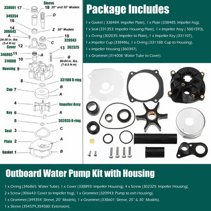 Water Pump Kit for Johnson Evinrude 90 115 150 200 225 250 (5001595, 18-3315-2)