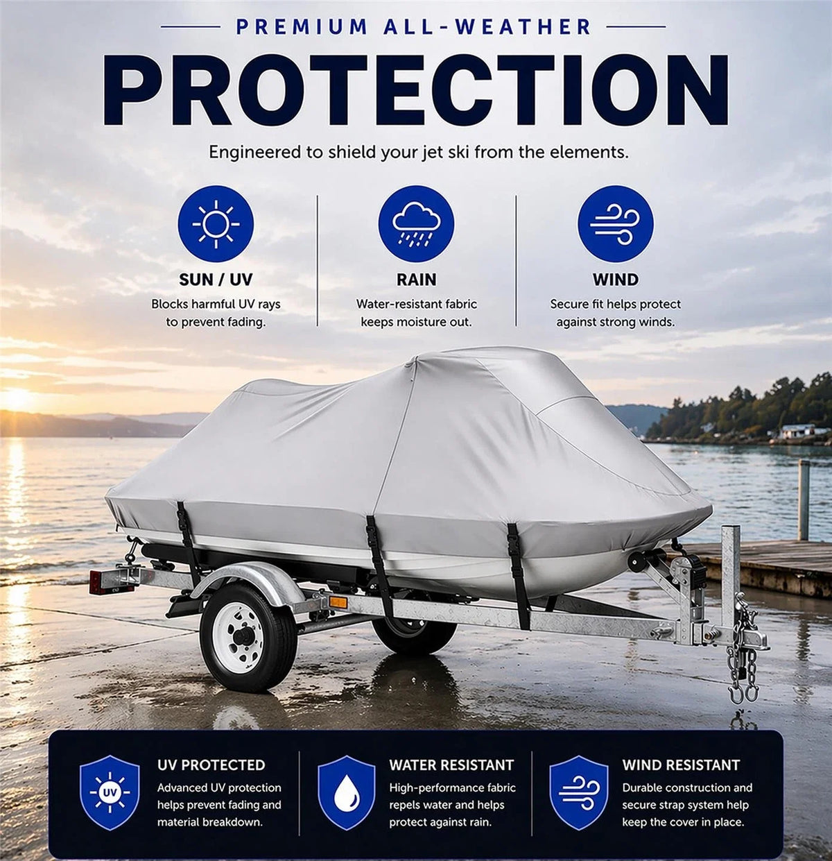 420D Reflective Jet Ski Cover for Bombardier Sea Doo GTX 4-Tec (2002–2006)