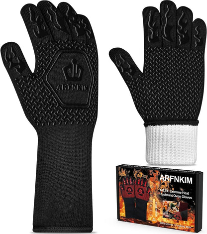BBQ Oven Gloves for Universal Use (1472℉ Heat Resistant, Silicone, Non-Slip)