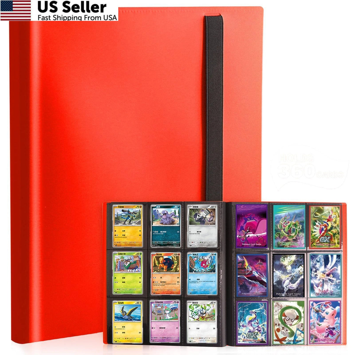 9 Pocket Trading Card Binder Album for Collectibles (Red)