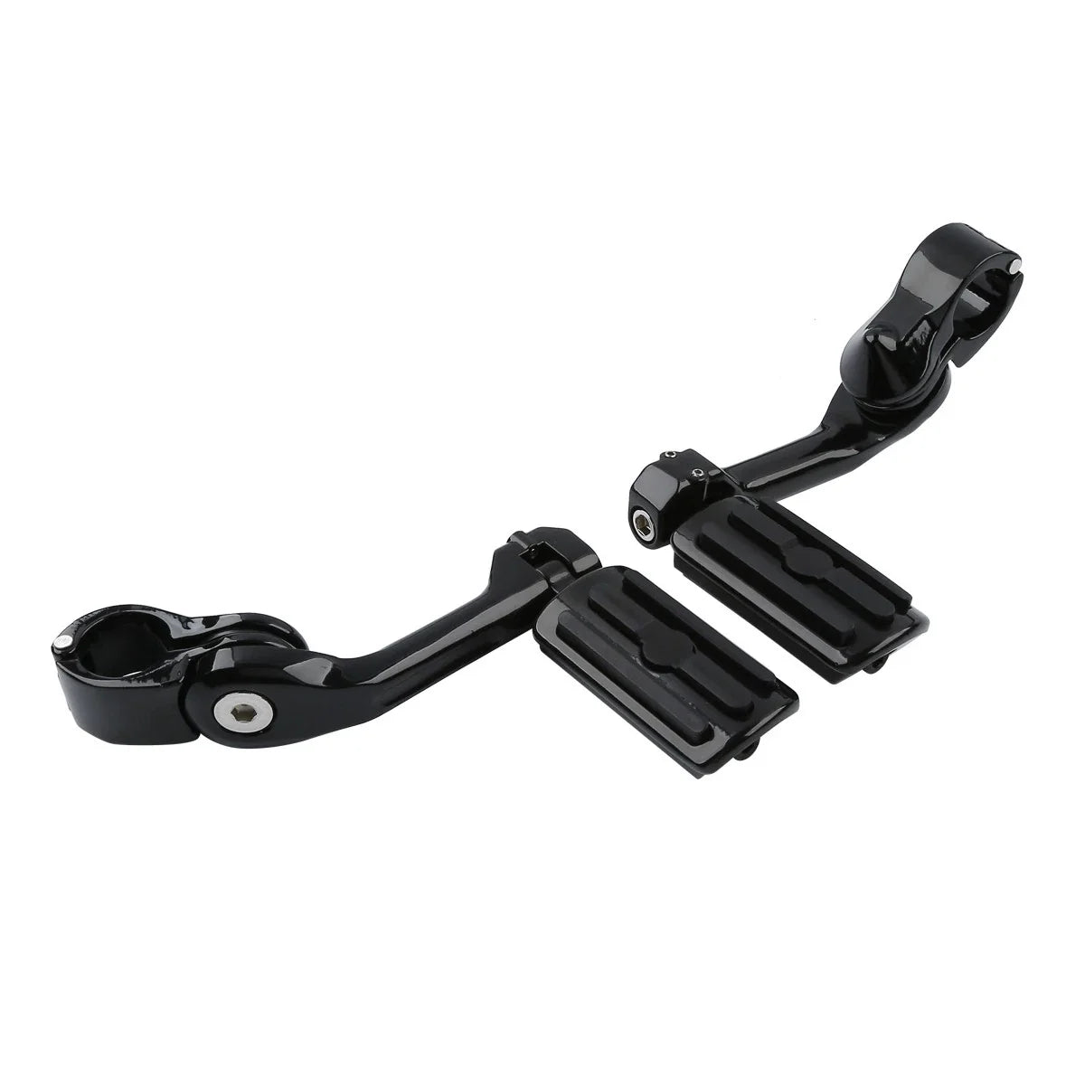 1 1/4" Black Adjustable Highway Long Angled Foot Pegs for Harley