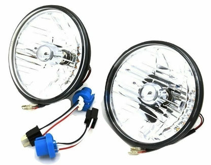 2X 7" Crystal H4 Headlight with 6 LED Amber Turn Signal for #31247