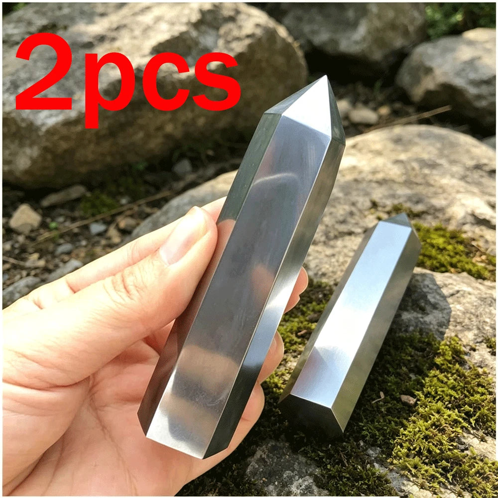 2X Natural Hematite Tower Tip Obelisk Crystal Specimen Decor