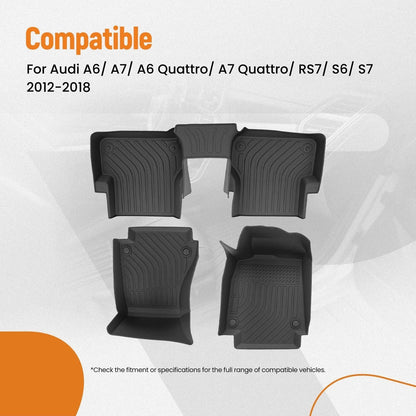 Set of 4 TPE Carpet Floor Mats for Audi A6 A7 Quattro RS7 S6 S7 (2012–2018)