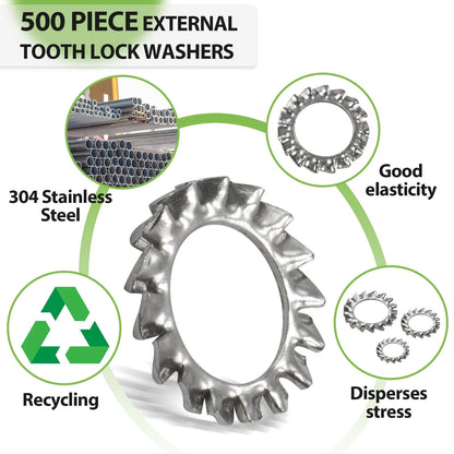 500 PCS External Tooth Lock Washers for Automotive Applications