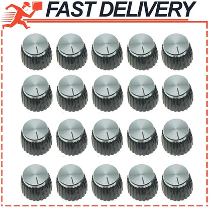 20 Pack Push-on Knobs for Marshall Guitar AMP Amplifier - Black/Silver Cap