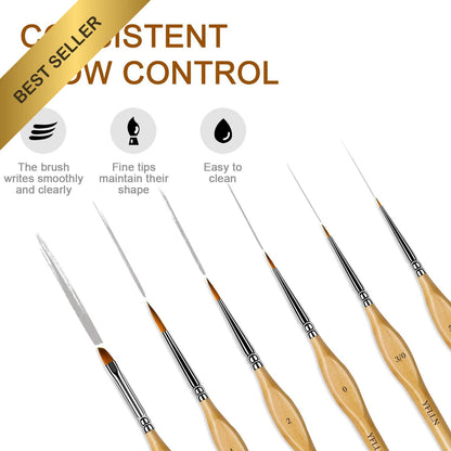 6Pcs Detail Miniature Paint Brushes Set for Acrylic Oil Figurine
