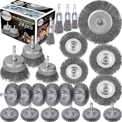 Wire Wheel Cup Brush Set for Die Grinder (0.012-Inch Coarse Crimped)