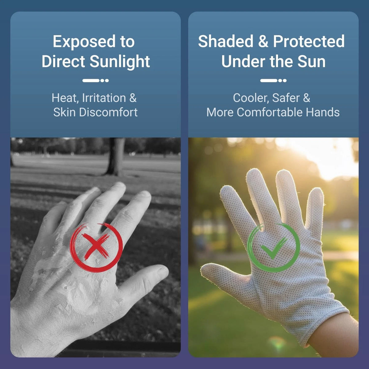 Sunblock Golf Gloves for Men - UV Protection, Black, One Size