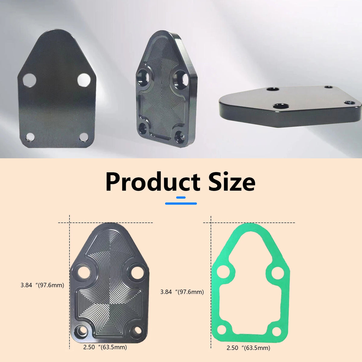 Billet Fuel Pump Block-Off Plate Gasket Kit for SBC Chevy 283 327 350 400 (181272-200)