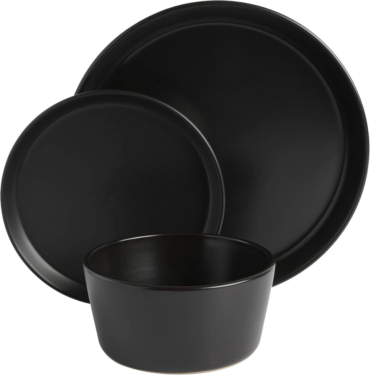 Set of 4 Stoneware Dinnerware for Unge Sofia Coupe (12pcs) Black