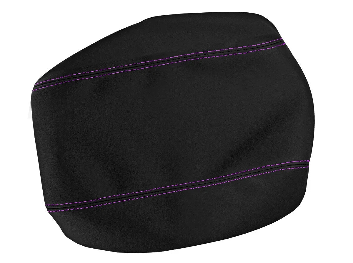 Leather Console Lid Bucket Seat Cover for Ford F250 (1999–2010) Purple Stitch