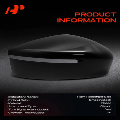 Passenger Side Mirror Cover Cap for Nissan Versa (2015–2017) 963739KK1H, NI1327105