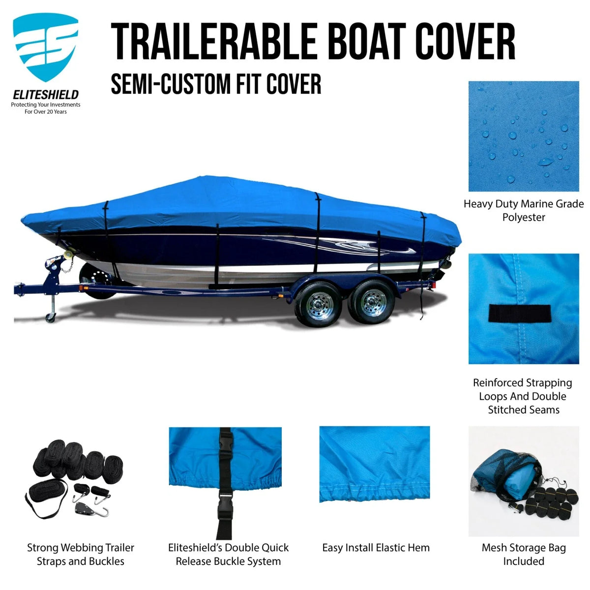 Heavy Duty Waterproof Boat Storage Cover for Bayliner 175 BR