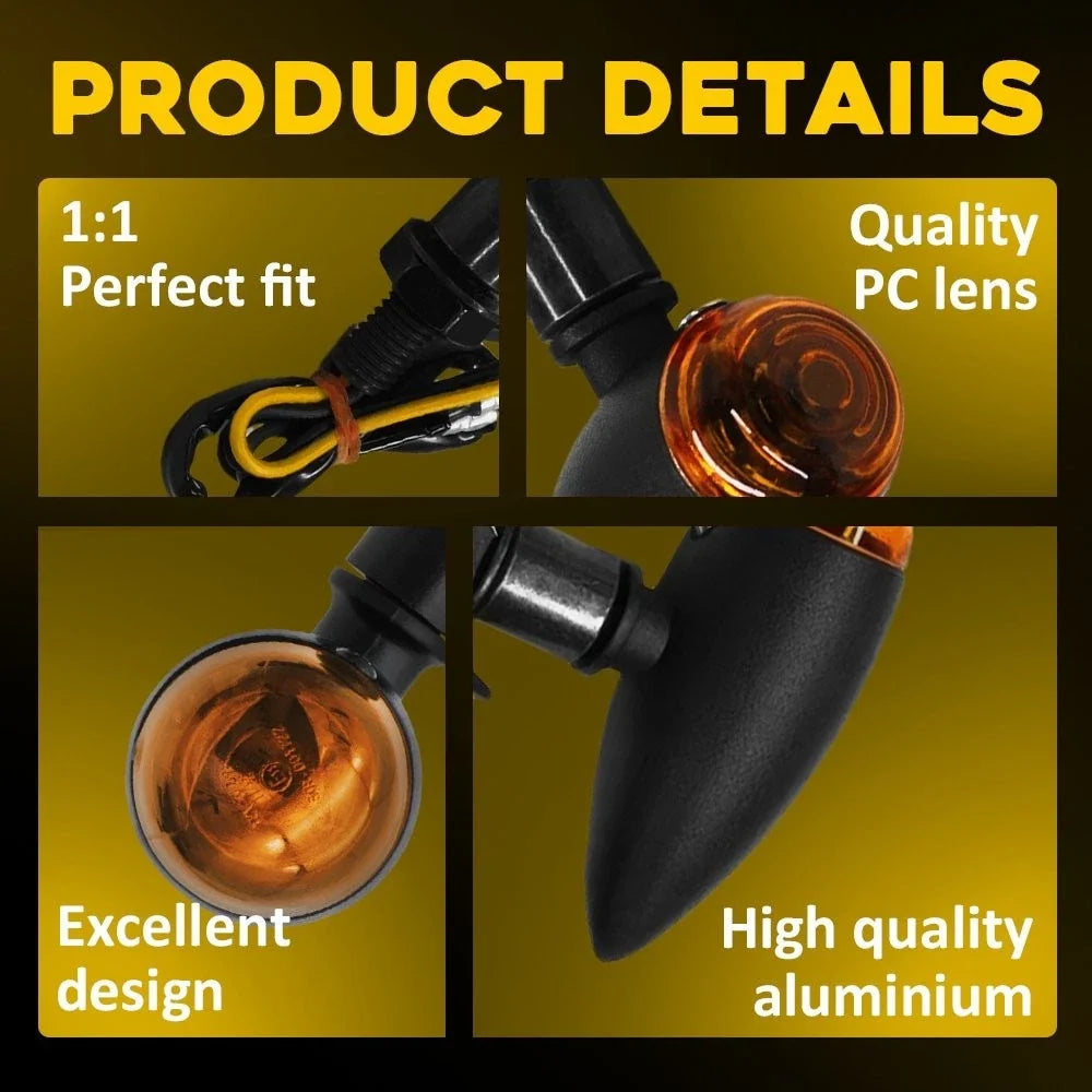 2X Motorcycle Turn Signal Lights Mini Bullet Blinker for EPY