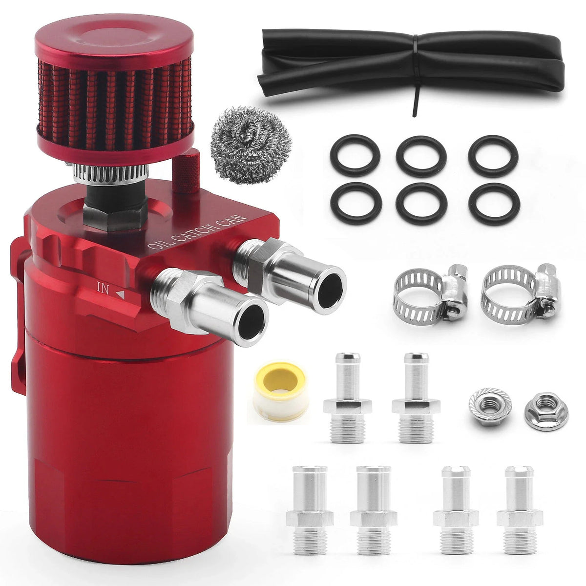 Oil Catch Can Kit for Universal Applications - Baffled Tank, Breather Filter