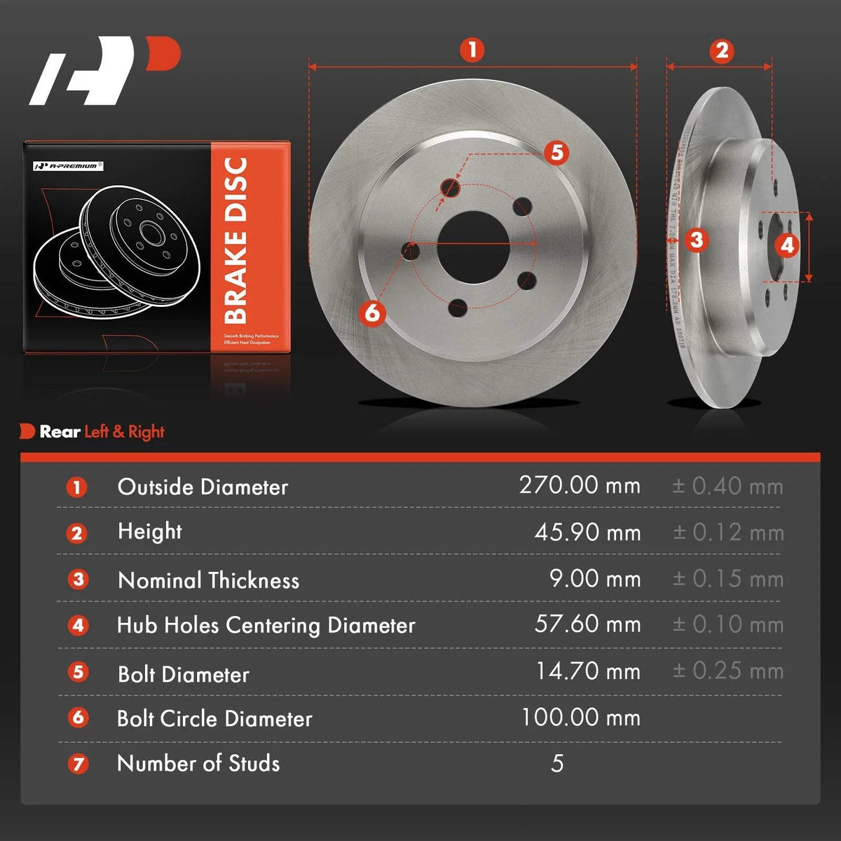 Rear Disc Brake Rotors for Chrysler PT Cruiser (2001–2003) Dodge Neon