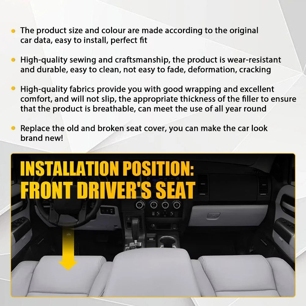 Driver Bottom Leather Seat Cover for Toyota Tundra & Sequoia (2007–2013)