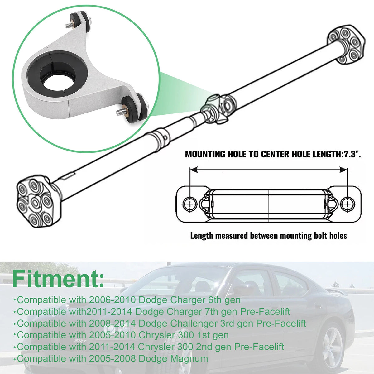 Driveshaft Center Bearing Support Carrier for Dodge (2005–2014)