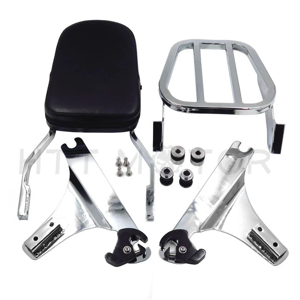 Skull Detachable Sissy Bar Backrest Luggage Rack for Harley FLSTC FXST FXSTB (2000–2017)