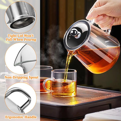 Glass Teapot with Stainless Steel Infuser for Tea Brewing (950ML)