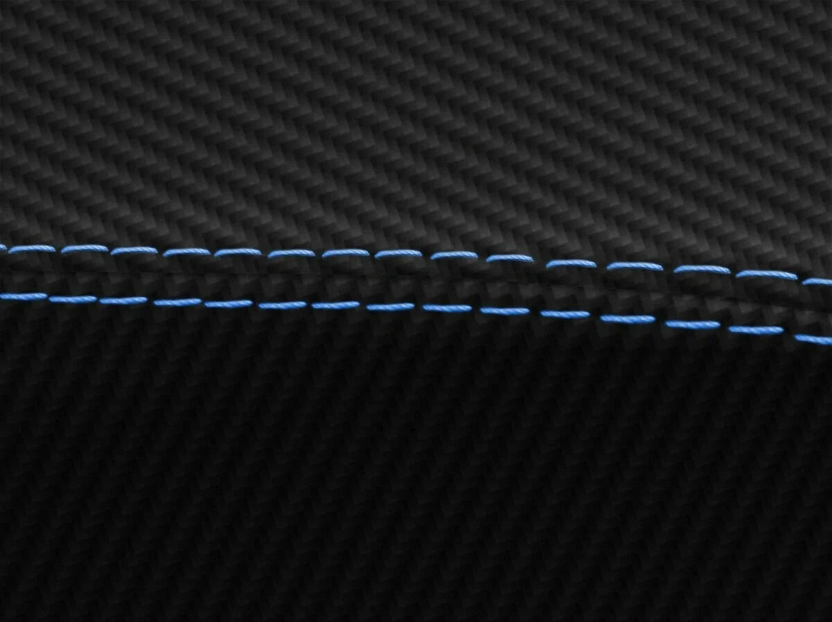 Console Lid Armrest Cover for Toyota Yaris (2008–2011) Carbon Fiber Blue Stitch