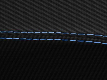 Console Lid Armrest Cover for Toyota Yaris (2008–2011) Carbon Fiber Blue Stitch