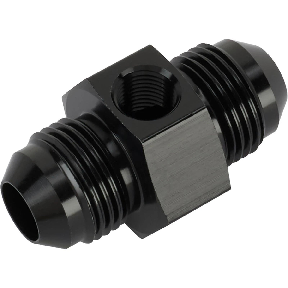 Inline Fuel Pressure Adapter -8 AN to -8 AN w/ 1/8 Inch NPT, Black (61770011)
