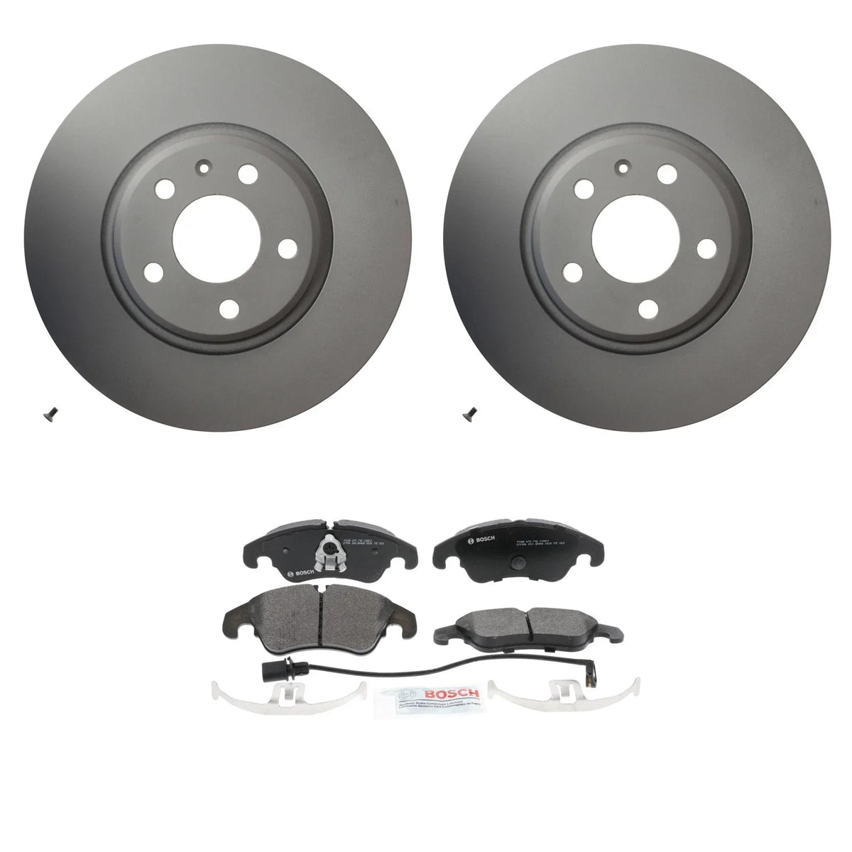 Set of 4 Hella Front Rotors & Bosch QuietCast Disc Brake Pads for Audi A4 A5 A6 Q5 (2008–2019)