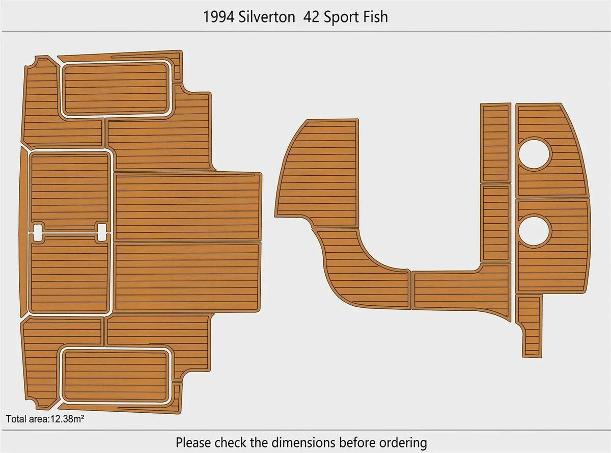 EVA Pads for Silverton 42 Sport Fish (1994) - Teak Deck Floor