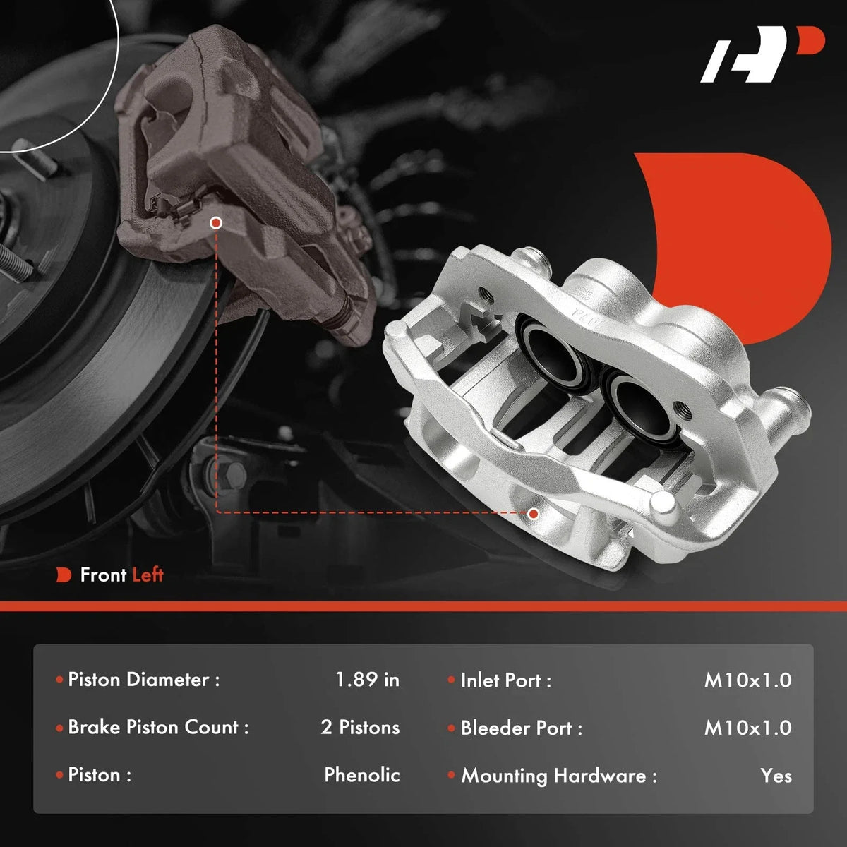 Front Left Brake Caliper with Bracket for Mercedes-Benz Metris (2016–2022)